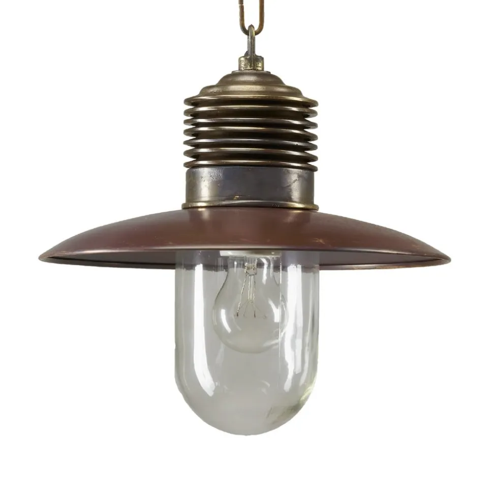 Robust utendørs pendellampe Klaus messing/kobber