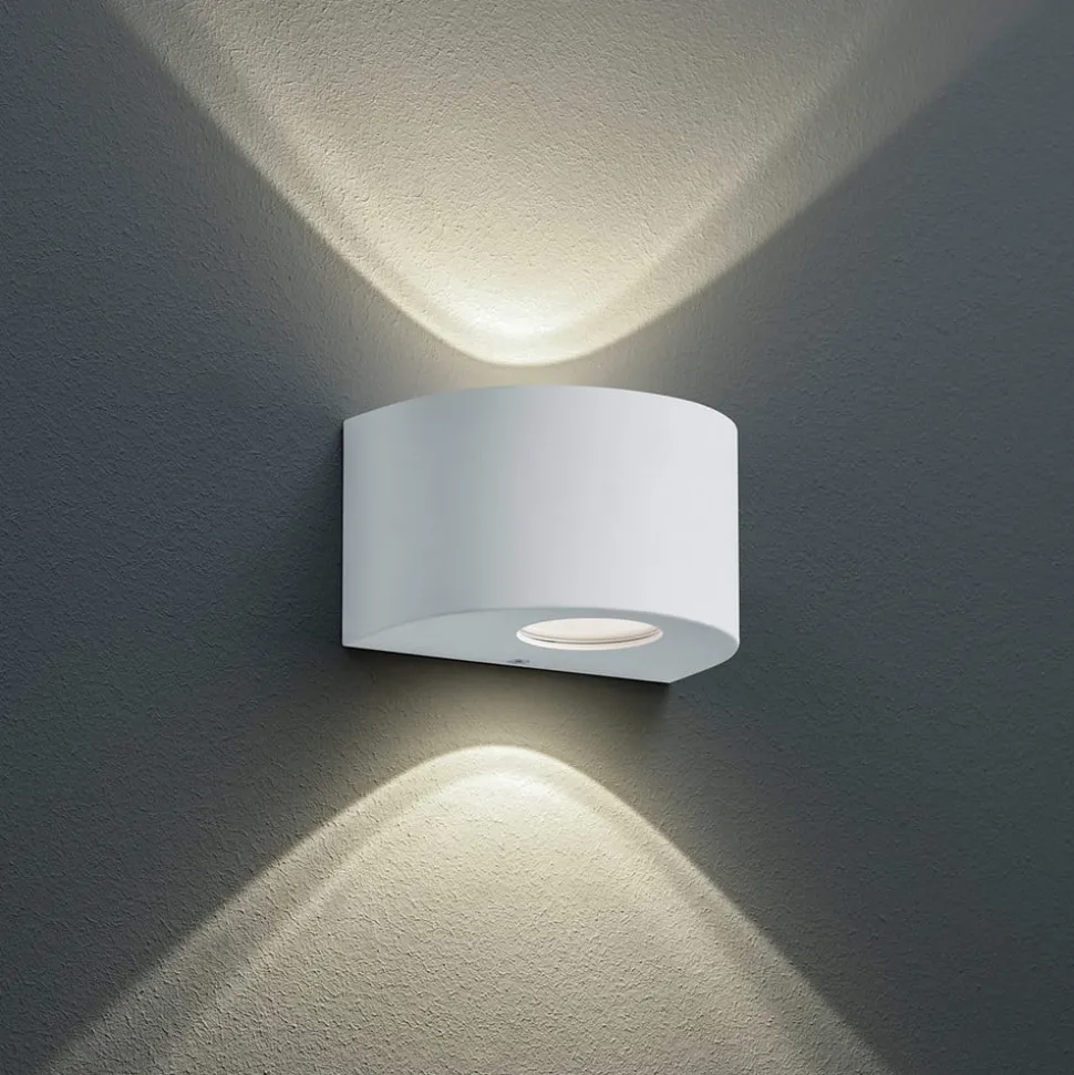 Rund utendørs LED-vegglampe Rosario, hvit