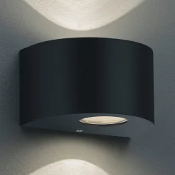 Rund utendørs LED-vegglampe Rosario, svart