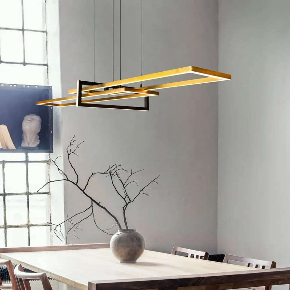 Salinas hengelampe, messingfarget, metall, 110 cm lang