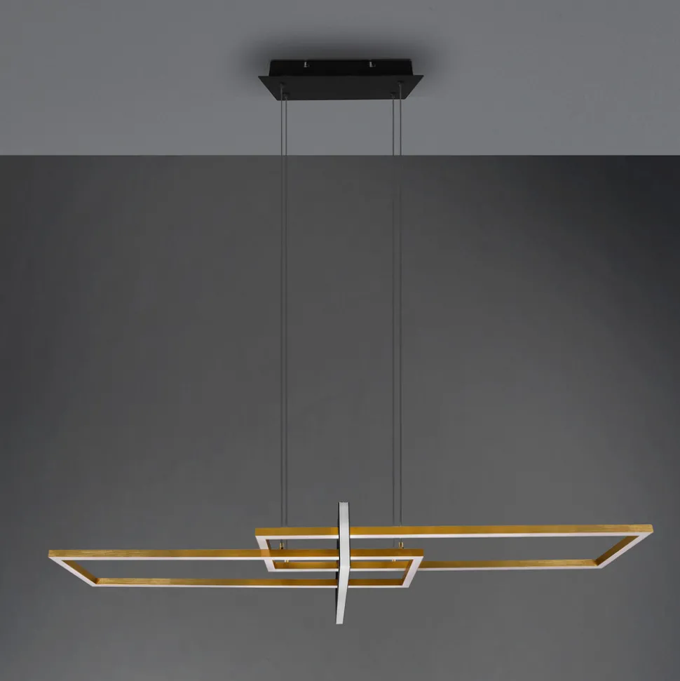 Salinas hengelampe, messingfarget, metall, 110 cm lang