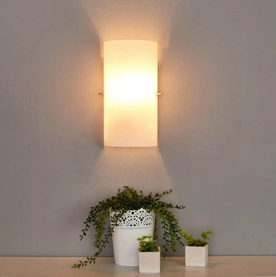 Sidra halvsirkelformet vegglampe i glass, sett med 2 stk