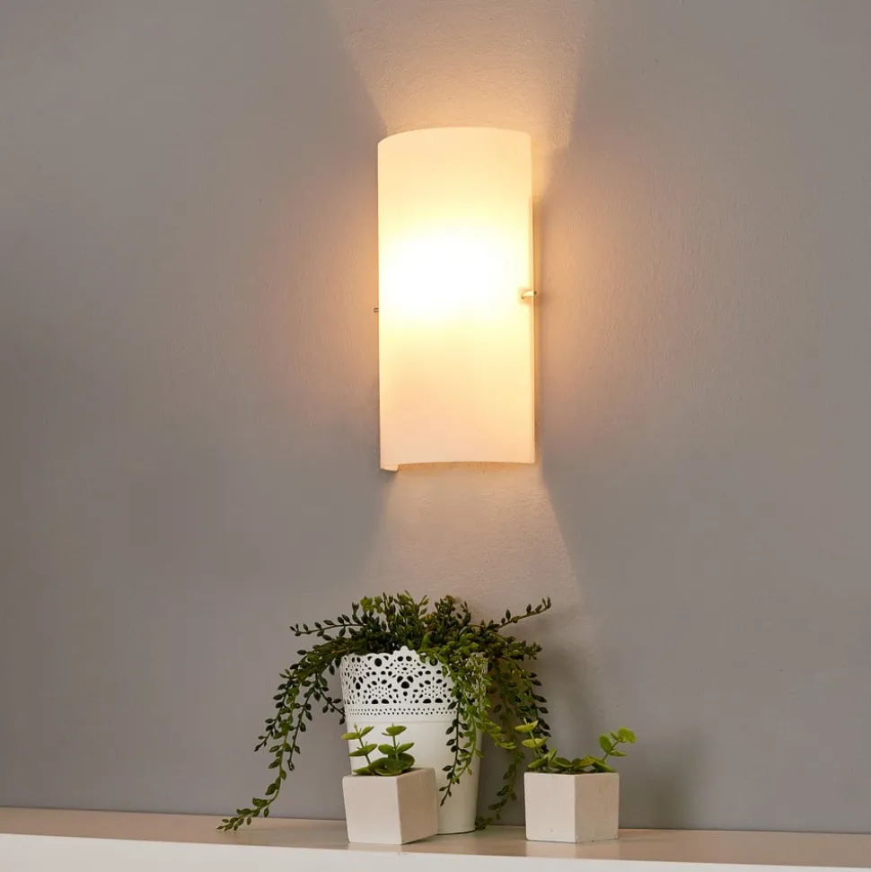 Sidra halvsirkelformet vegglampe i glass, sett med 2 stk