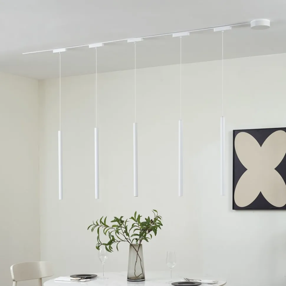 Skinne system 48V Lumaro, pendel, rørpære, 5 lyskilder, hvit, CCT