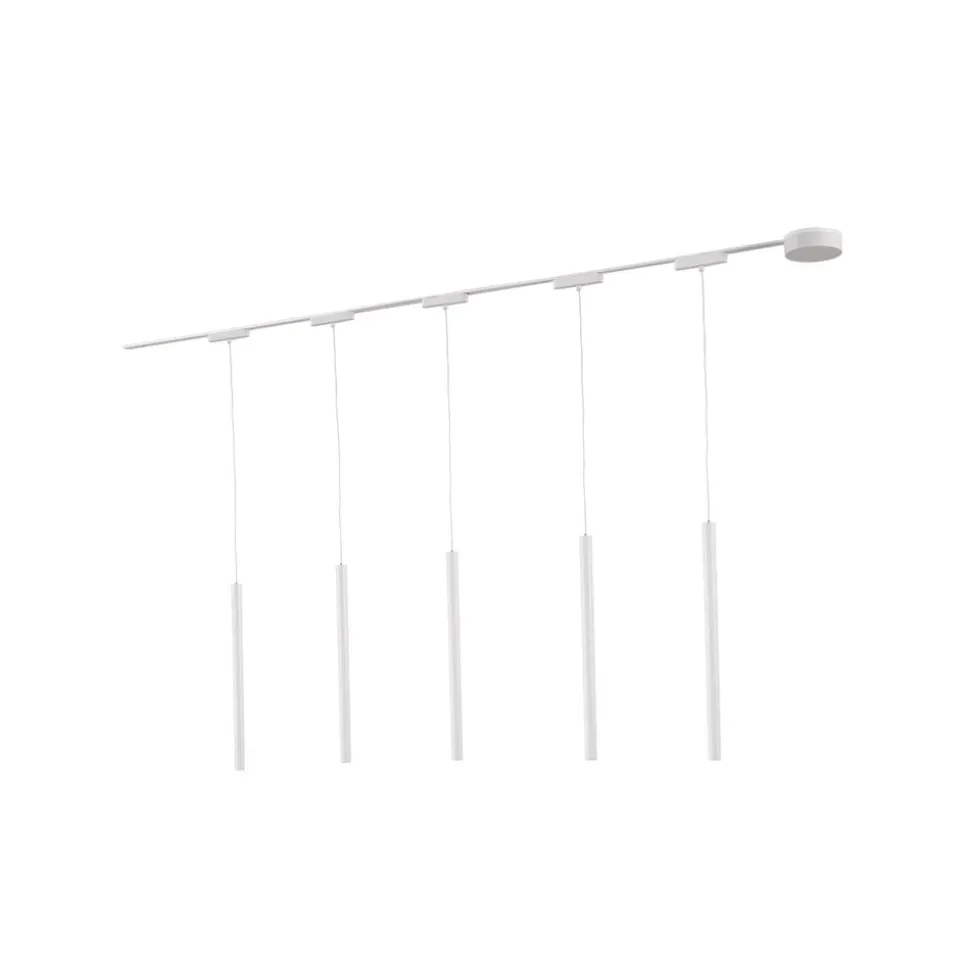 Skinne system 48V Lumaro, pendel, rørpære, 5 lyskilder, hvit, CCT