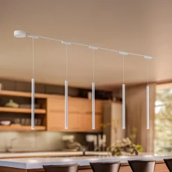 Skinne system 48V Lumaro, pendel, rørpære, 5 lyskilder, hvit, CCT