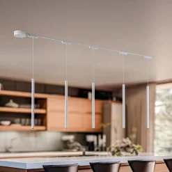 Skinne system 48V Lumaro, pendel, rørpære, 5 lyskilder, hvit, CCT