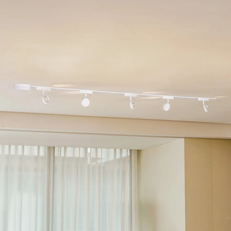 Skinnesystem 48 V Lumaro, spot, 5 lyskilder, hvit, Ø7cm, dimbar