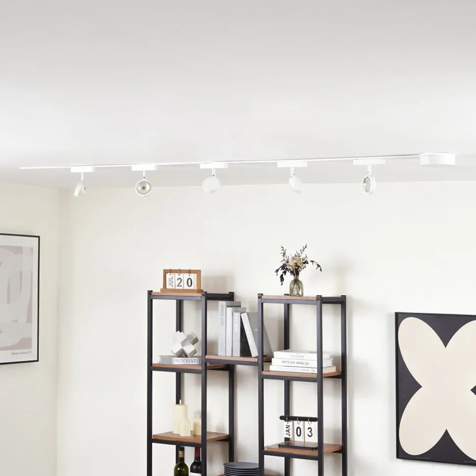 Skinnesystem 48 V Lumaro, spot, 5 lyskilder, hvit, Ø7cm, dimbar