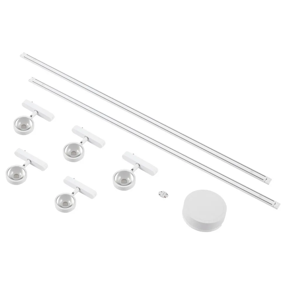 Skinnesystem 48 V Lumaro, spot, 5 lyskilder, hvit, Ø7cm, dimbar