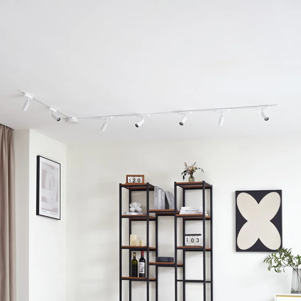 Skinnesystem 48 V Lumaro, spots, 7 lyskilder, hvit, Ø4cm, dimbar