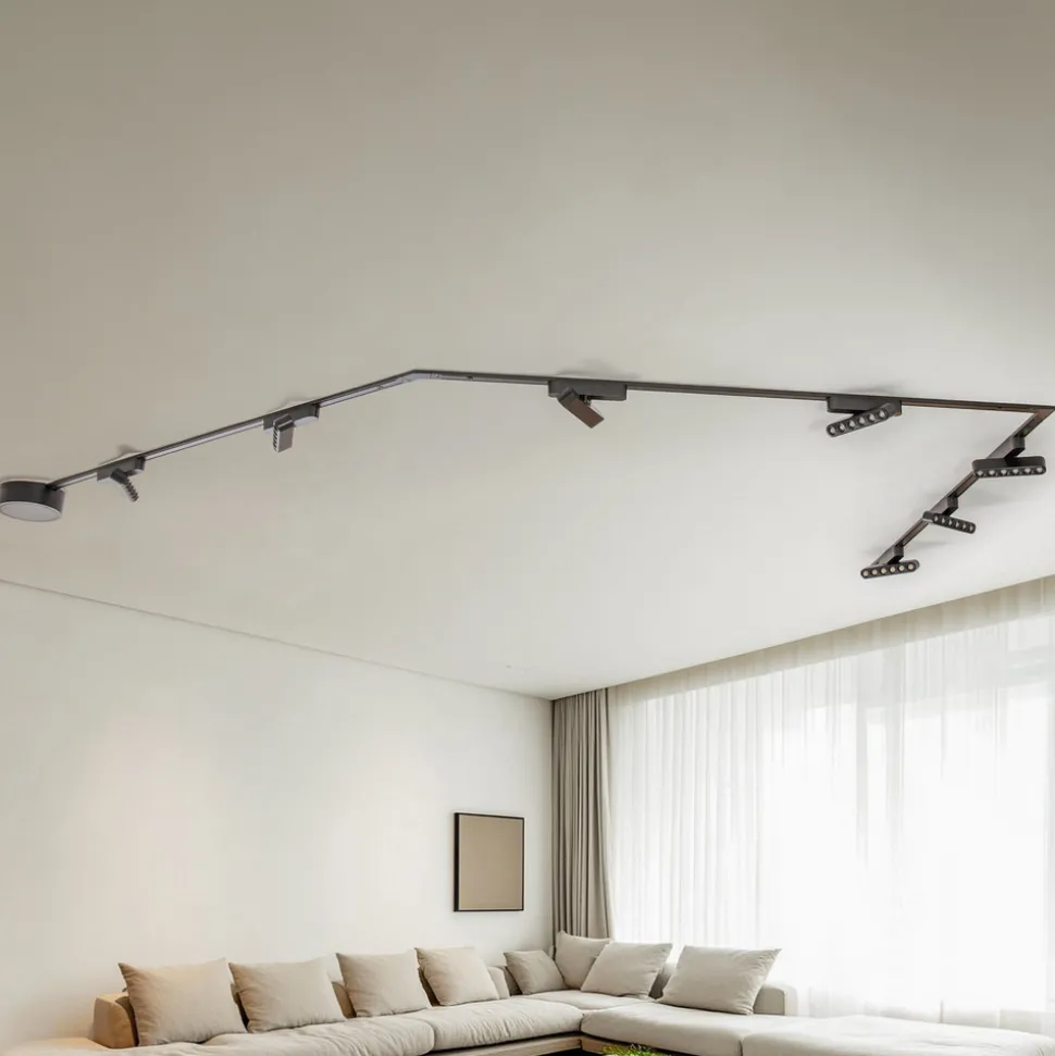 Skinnesystem Lumaro, lyskilder, 7 lyskilder, svart, 48 V, dimbar