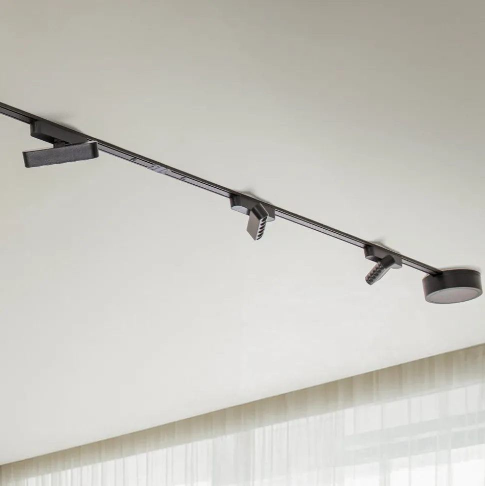 Skinnesystem Lumaro, lyskilder, 7 lyskilder, svart, 48 V, dimbar