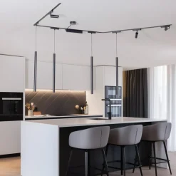 Skinnesystem Lumaro,spots,pendel,7 lyskilder,svart,48V,dimmer