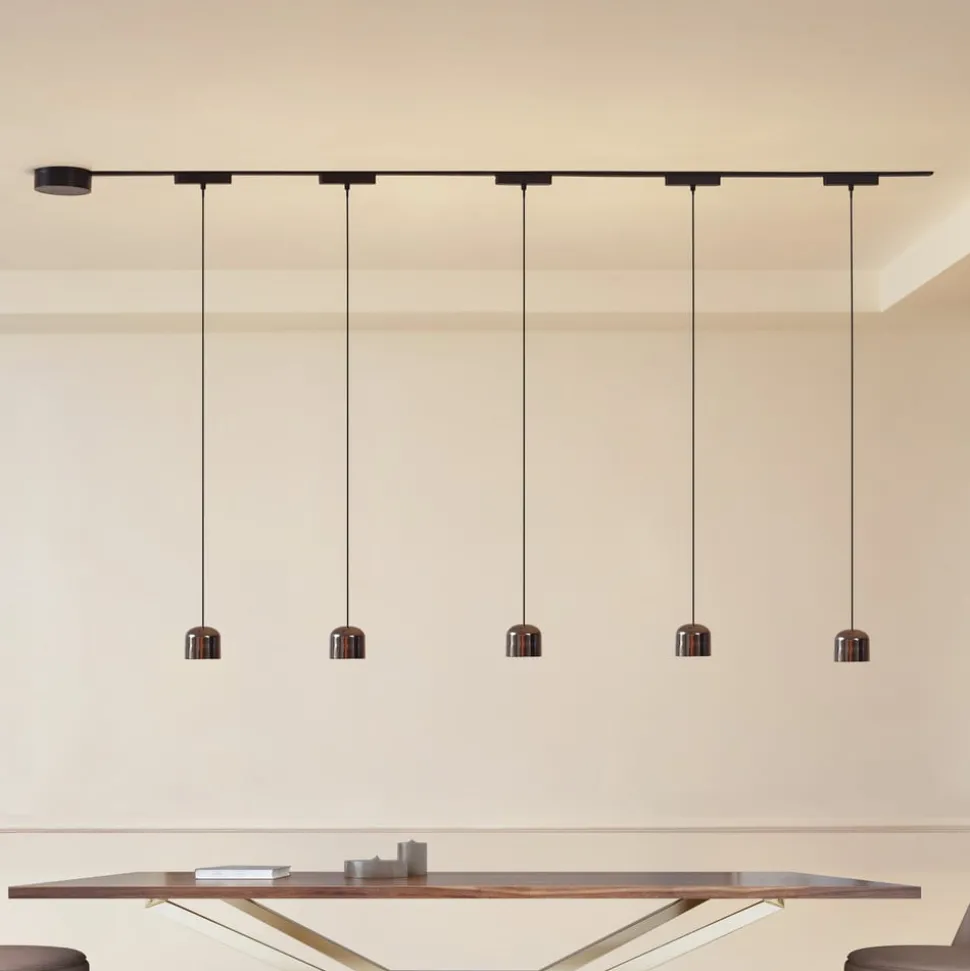 Skinnesystem 48V Lumaro, pendel, sylinder, 5 lyskilder, svart