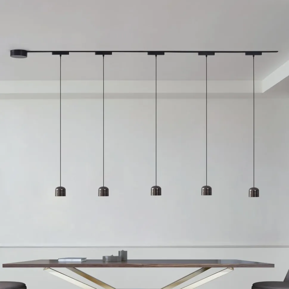 Skinnesystem 48V Lumaro, pendel, sylinder, 5 lyskilder, svart