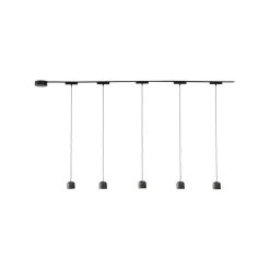 Skinnesystem 48V Lumaro, pendel, sylinder, 5 lyskilder, svart