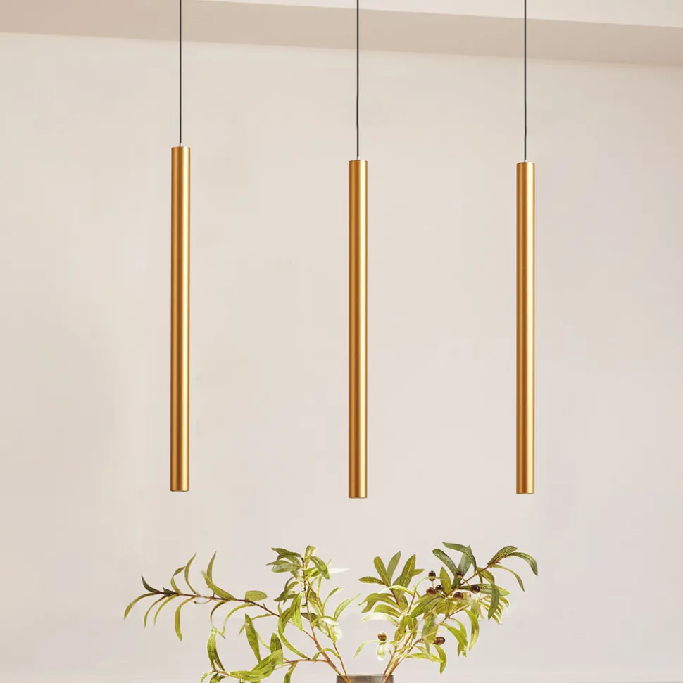 Skinnesystem 48V Lumaro, pendel, rørpære, 3 lyskilder, gull, CCT