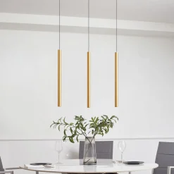 Skinnesystem 48V Lumaro, pendel, rørpære, 3 lyskilder, gull, CCT