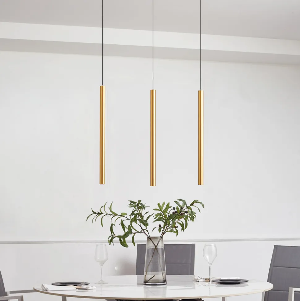 Skinnesystem 48V Lumaro, pendel, rørpære, 3 lyskilder, gull, CCT