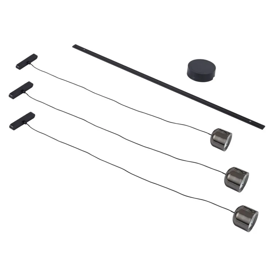 Skinnesystem 48V Lumaro, pendel, sylinder, 3 lyskilder, svart