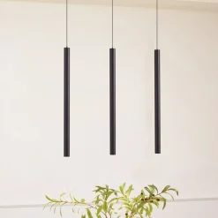 Skinnesystem 48V Lumaro, pendel, rørpære, 3 lyskilder, svart