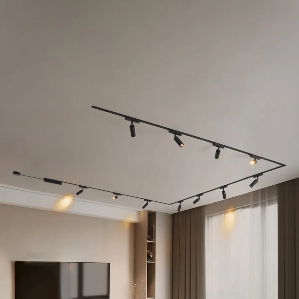 Skinnesystem 48V Lumaro, spots, 11 lyskilder, svart, Ø4cm, dimbar