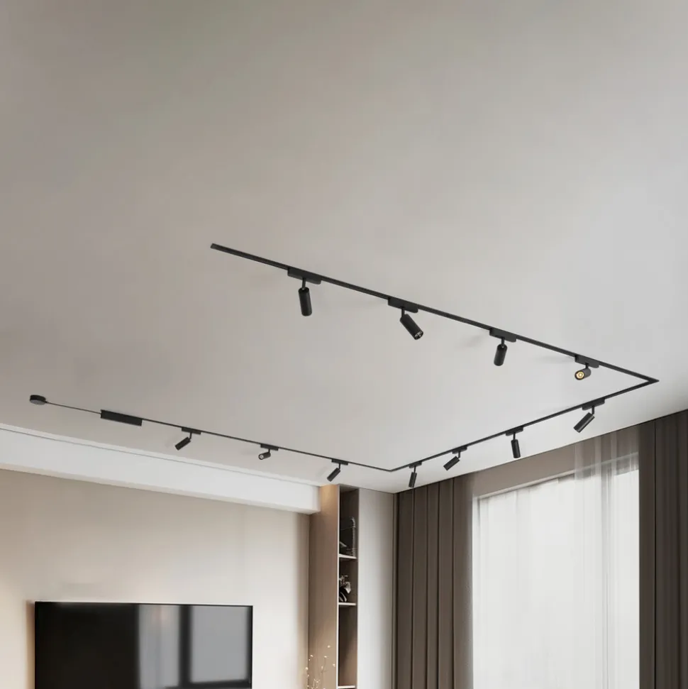 Skinnesystem 48V Lumaro, spots, 11 lyskilder, svart, Ø4cm, dimbar