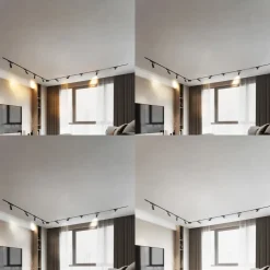 Skinnesystem 48V Lumaro, spots, 9 lyskilder, svart, 13 cm, dimbar