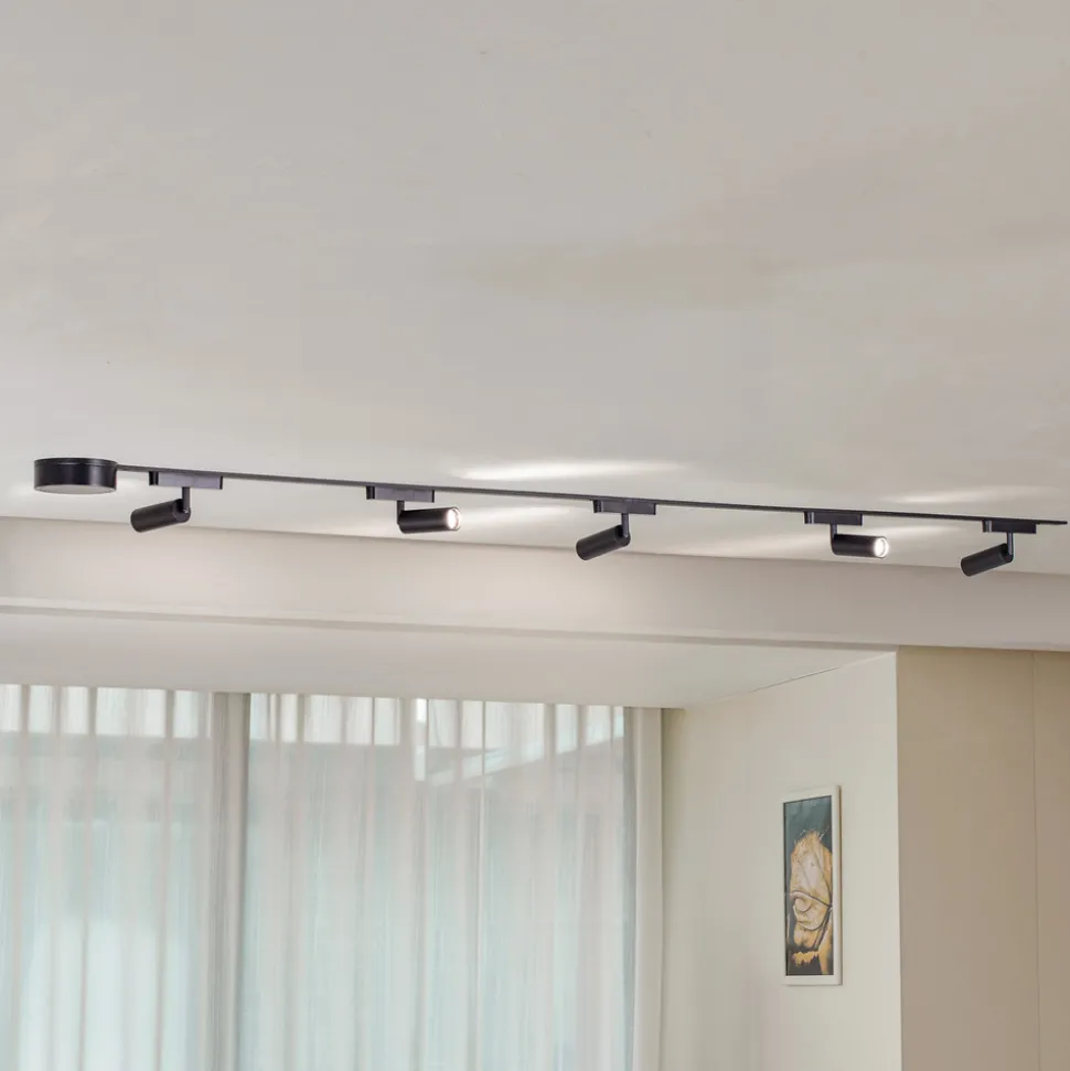 Skinnesystem 48V Lumaro Spot 5 lyskilder svart Ø 4cm dimbar