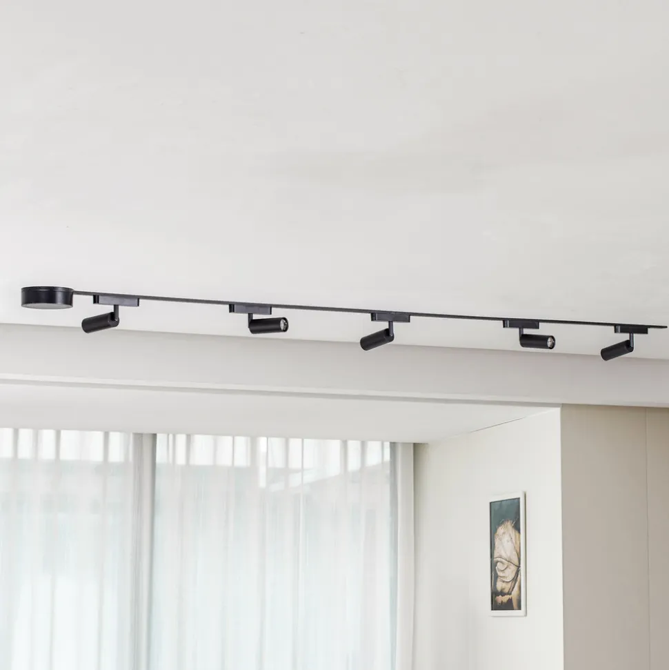 Skinnesystem 48V Lumaro Spot 5 lyskilder svart Ø 4cm dimbar