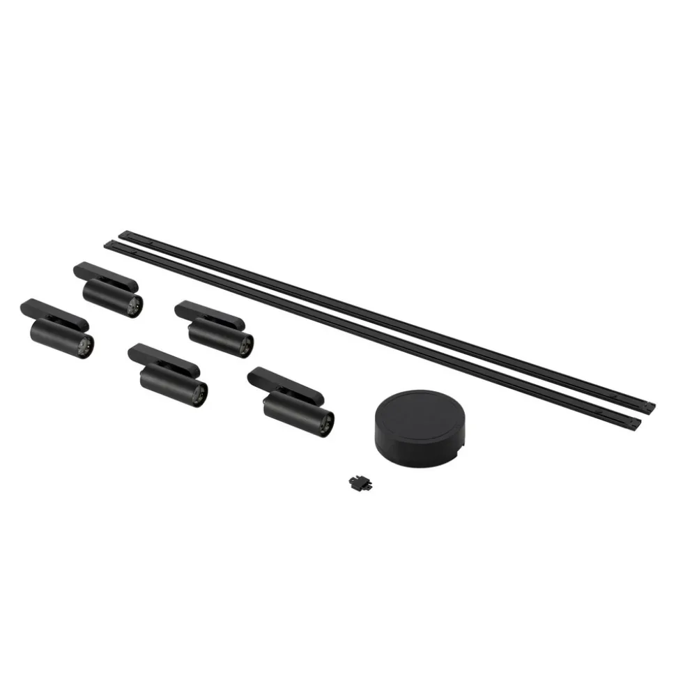 Skinnesystem 48V Lumaro Spot 5 lyskilder svart Ø 4cm dimbar