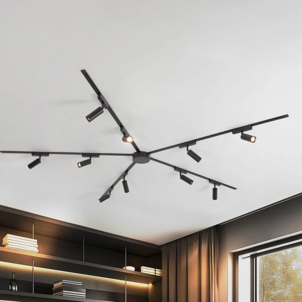 Skinnesystem 48V Lumaro, spot, 10 lyskilder, svart, Ø 4cm