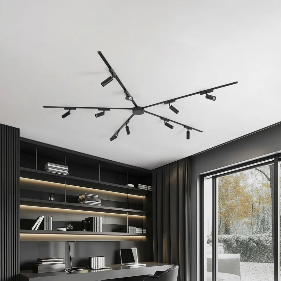 Skinnesystem 48V Lumaro, spot, 10 lyskilder, svart, Ø 4cm