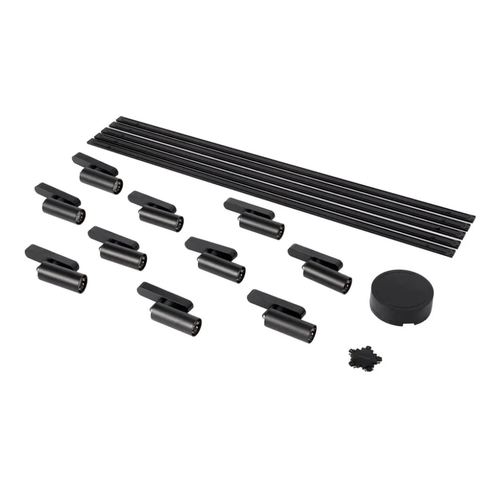 Skinnesystem 48V Lumaro, spot, 10 lyskilder, svart, Ø 4cm