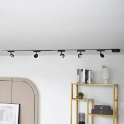 Skinnesystem 48V Lumaro, spot, 5 lyskilder, svart, Ø 7,3 cm