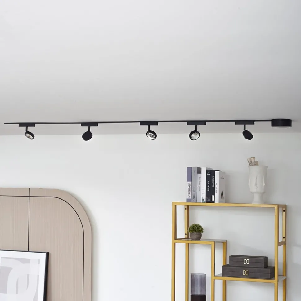 Skinnesystem 48V Lumaro, spot, 5 lyskilder, svart, Ø 7,3 cm