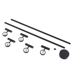 Skinnesystem 48V Lumaro, spot, 5 lyskilder, svart, Ø 7,3 cm