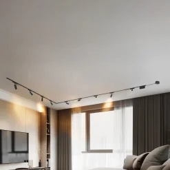 Skinnesystem 48V Lumaro, spots, 9 lyskilder, svart, 13,1 cm, dimbar