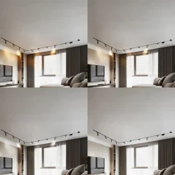 Skinnesystem 48V Lumaro, spots, 9 lyskilder, svart, 13,1 cm, dimbar