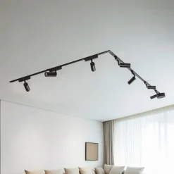 Skinnesystem 48V Lumaro, spots, 7 lyskilder, svart, Ø 4cm