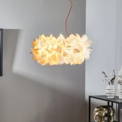 Slamp hengelampe Clizia Mama Non Mama, Ø53cm, hvit/rød