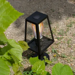 Sokkellampe Fia i matt svart med transparent glass