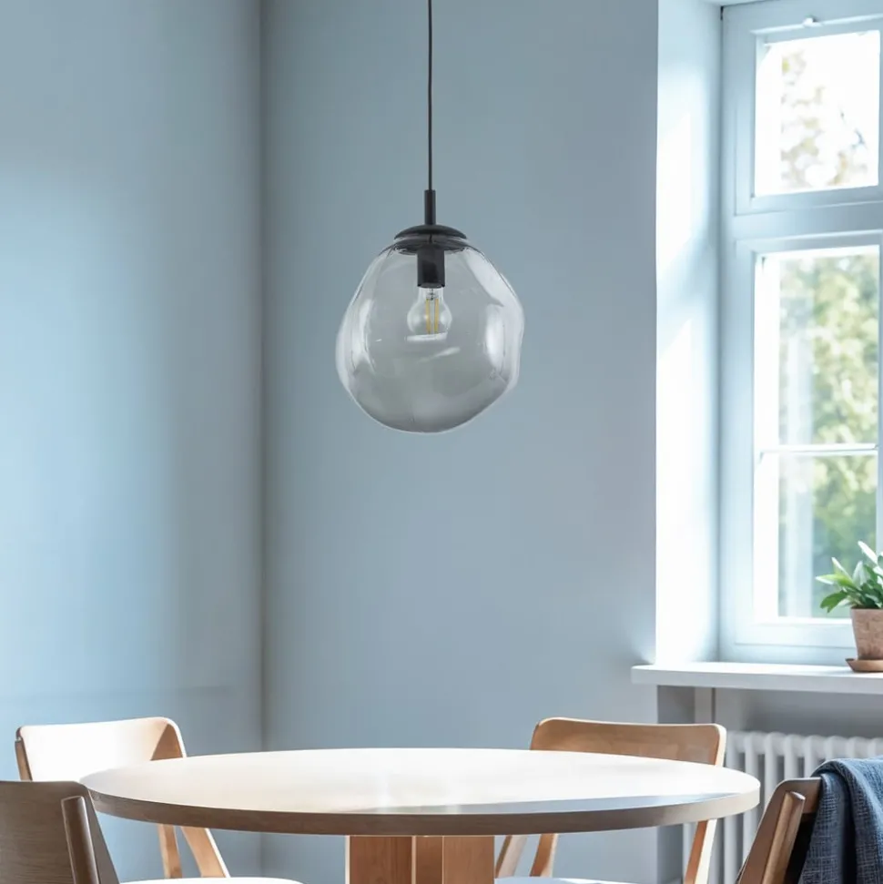 Sol Mini pendellampe, glass, Ø 25 cm, svart/grafittgrått
