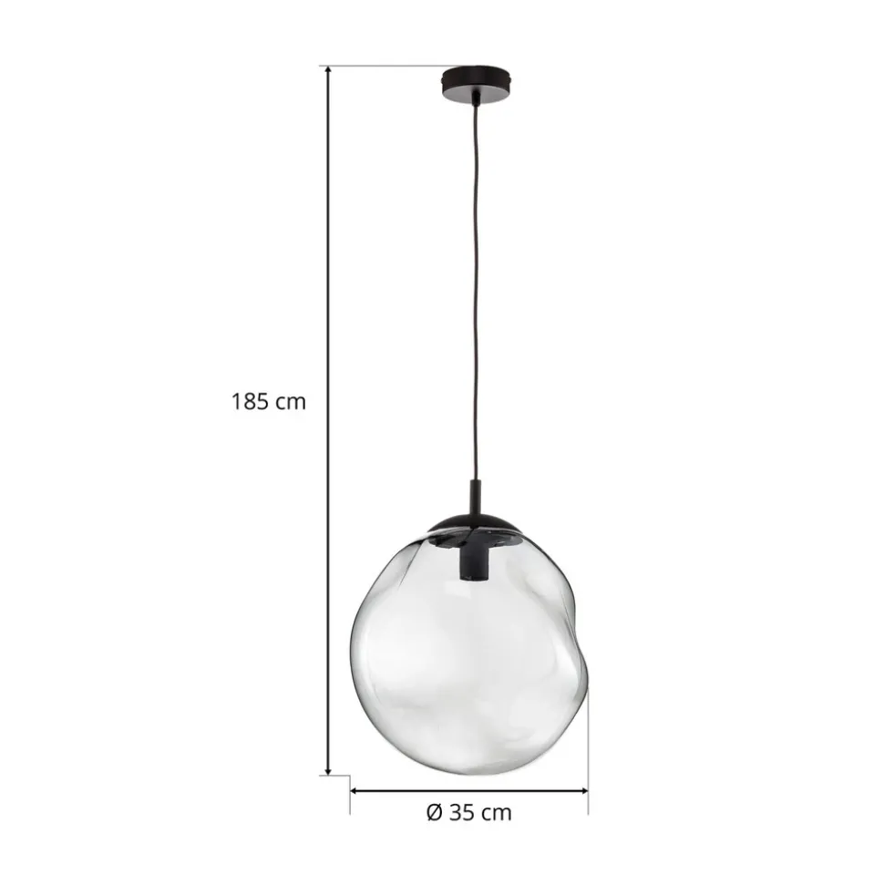 Sol pendellampe i glass, Ø 35 cm, svart/røykgrått