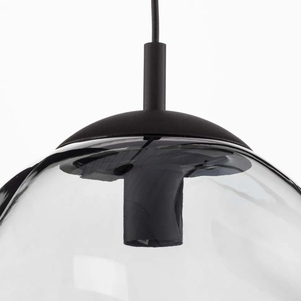 Sol pendellampe i glass, Ø 35 cm, svart/røykgrått