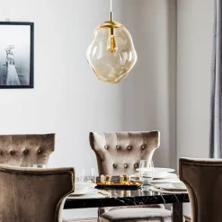 Sol pendellampe i glass, Ø 35cm, svart/amber