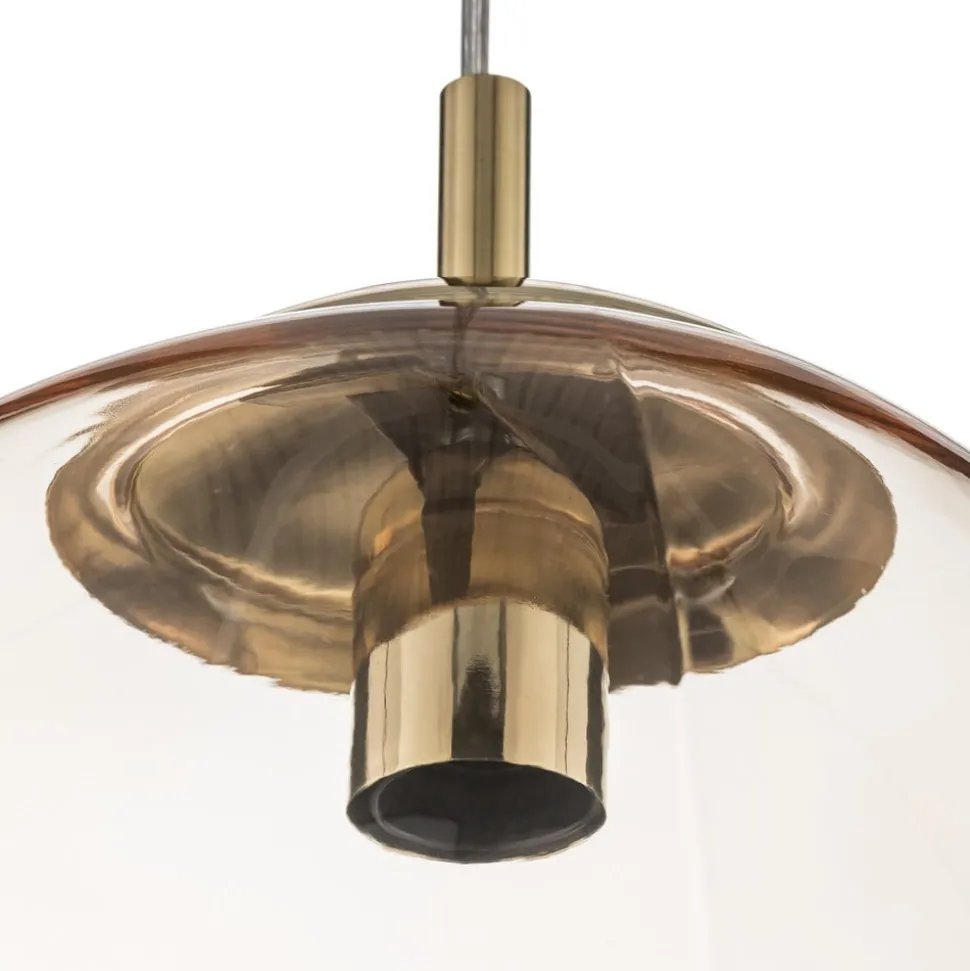 Sol pendellampe i glass, Ø 35cm, svart/amber