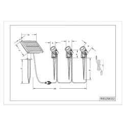 Solar spotlight Obidos, svart matt, aluminium, 3 stk