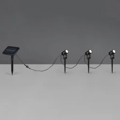 Solar spotlight Obidos, svart matt, aluminium, 3 stk